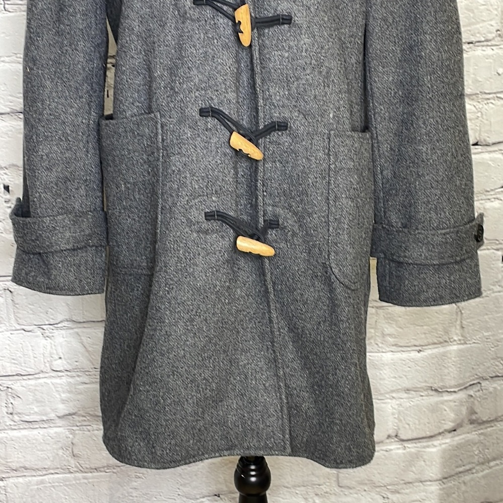 J Crew Toggle Button Hooded Coat - Gray - Size Me… - image 3